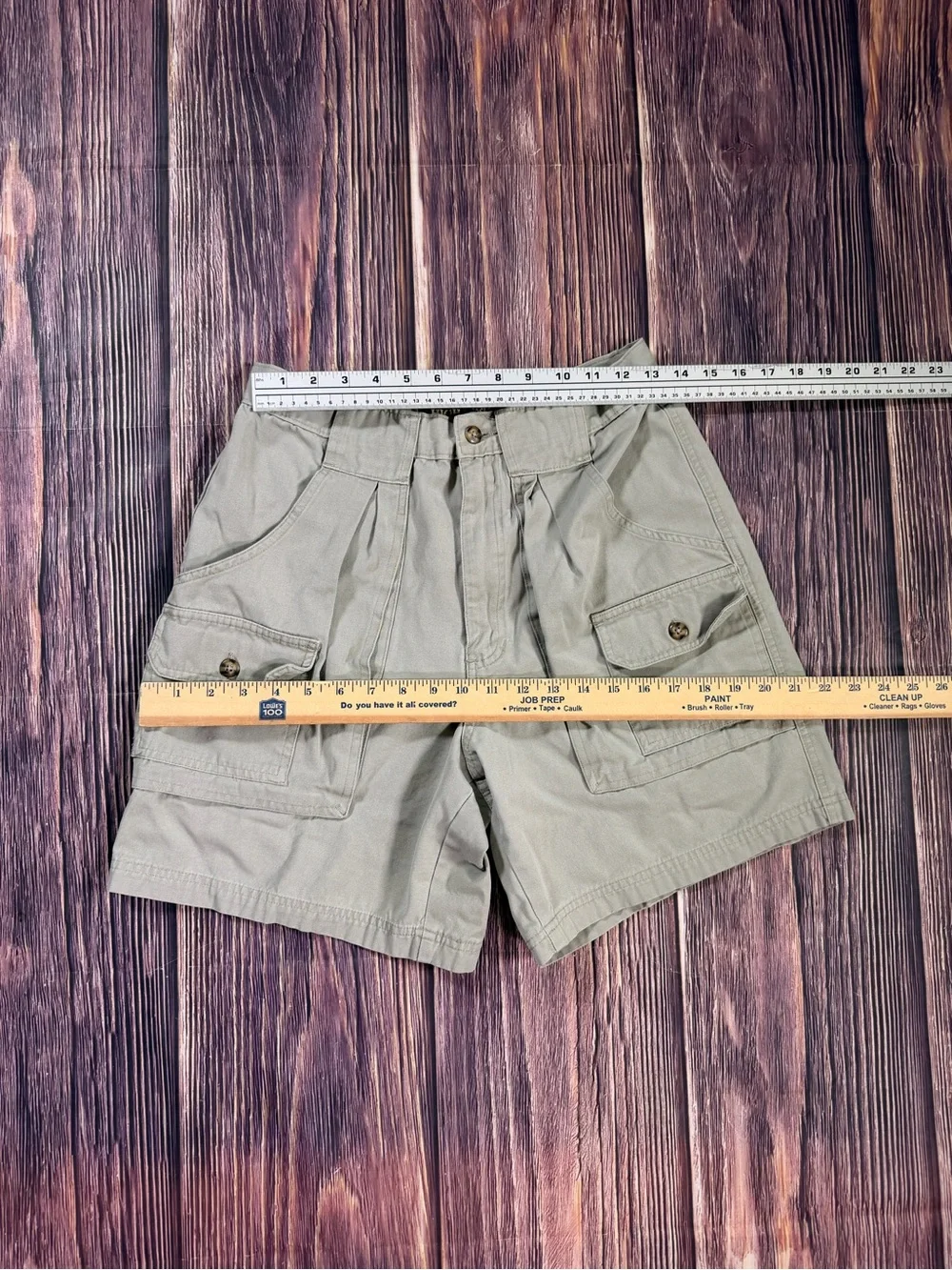 Vintage High Sierra Mens Khaki Cotton Cargo Shorts Casual Outdoor Hiking Size 30